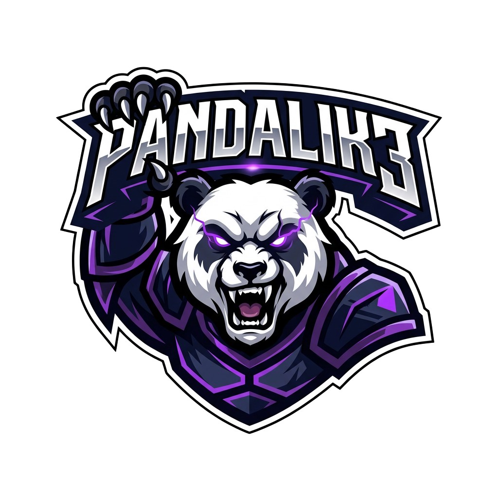 Logo Pandalik3 — mascote panda esports segurando o banner com o nome PANDALIK3